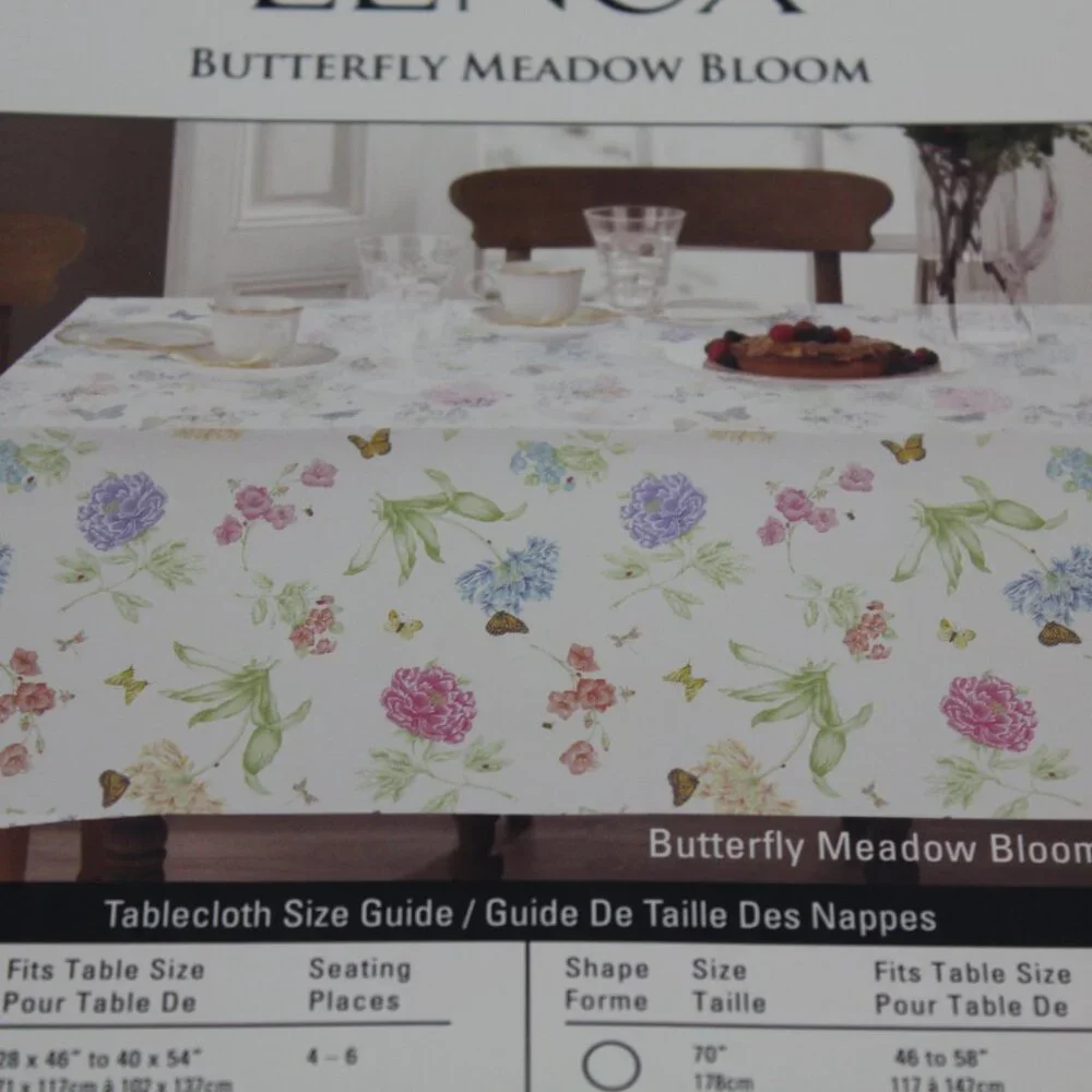 Lenox Tablecloth Butterfly Meadow Bloom White Spring Floral Flower 60X84 NWT
